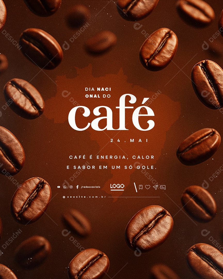 Dia Nacional do Café 24 de Maio Social Media PSD Editável
