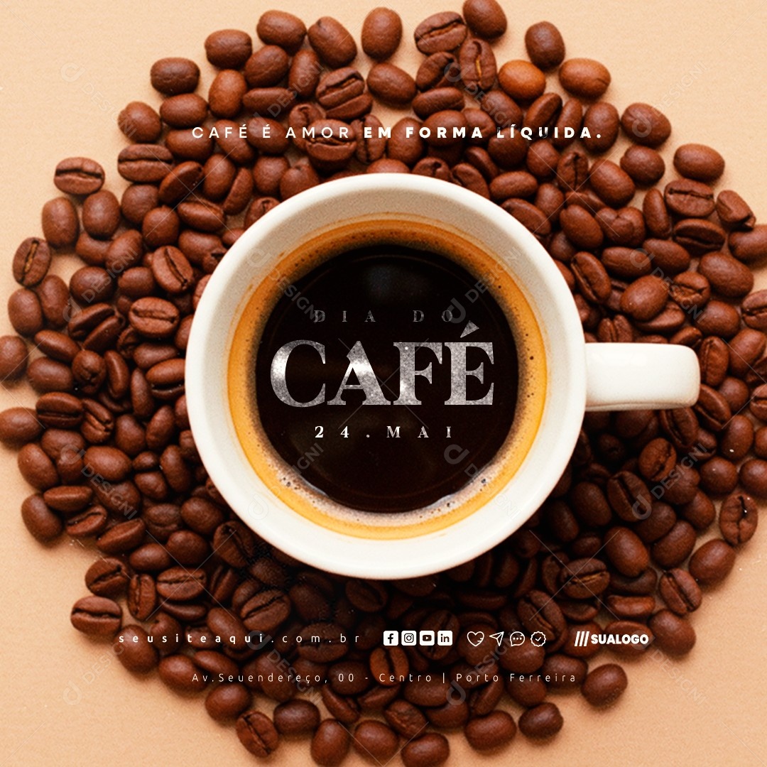 Dia do Café 24 de Maio Social Media PSD Editável