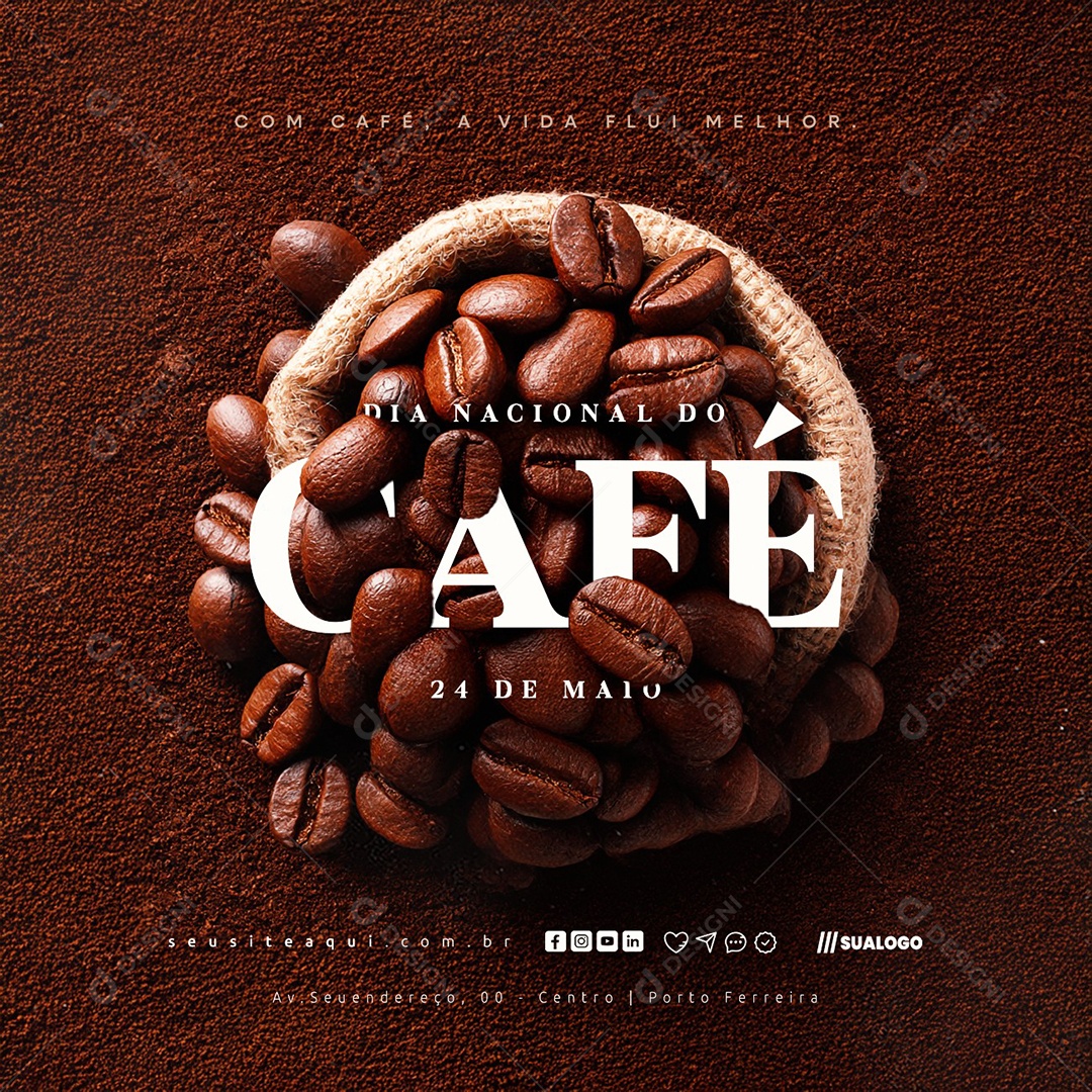 Dia Nacional do Café 24 de Maio Social Media PSD Editável