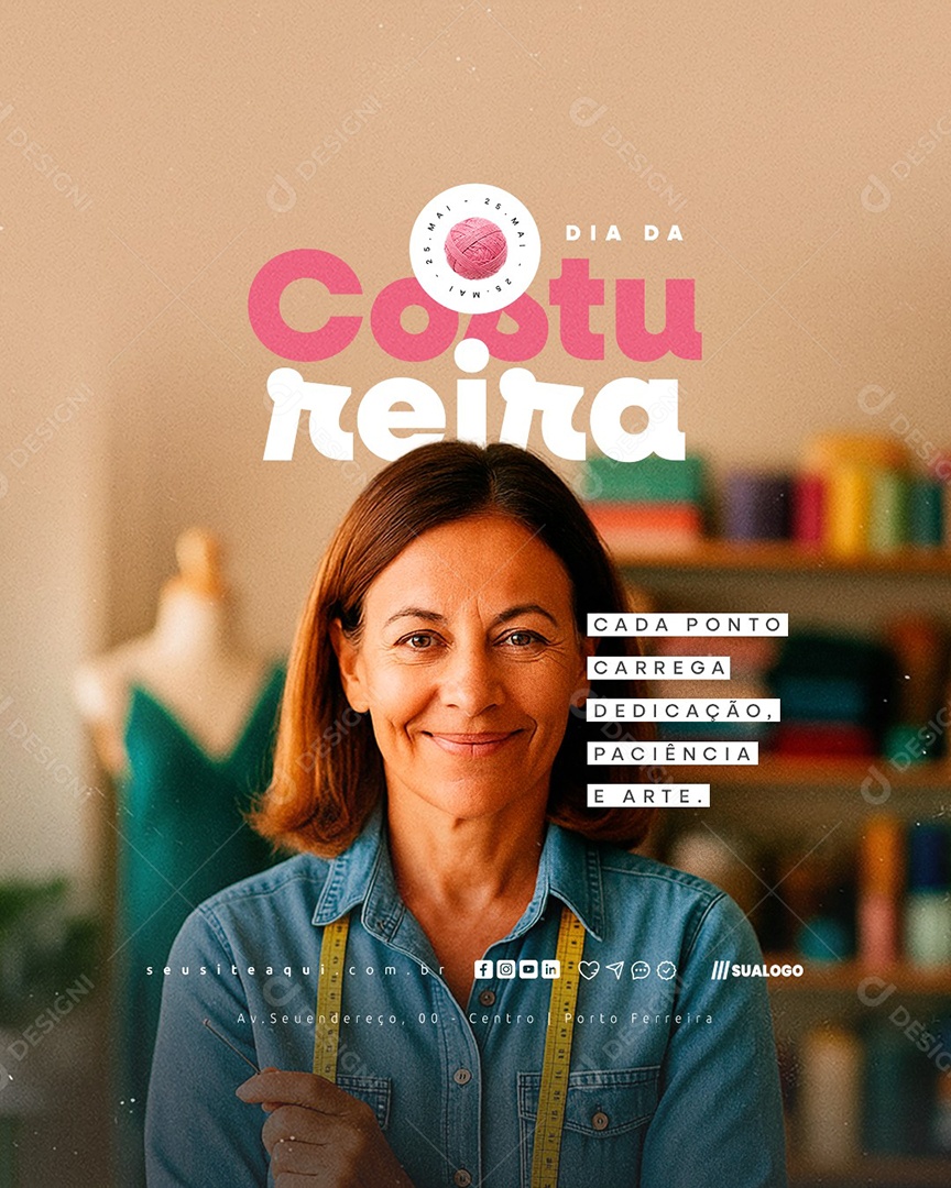 Dia da Costureira 25 de Maio Social Media PSD Editável
