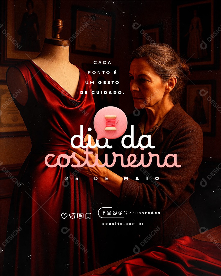 Dia da Costureira 25 de Maio Social Media PSD Editável