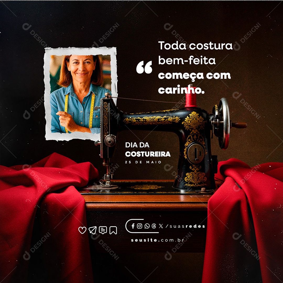Dia da Costureira 25 de Maio Social Media PSD Editável