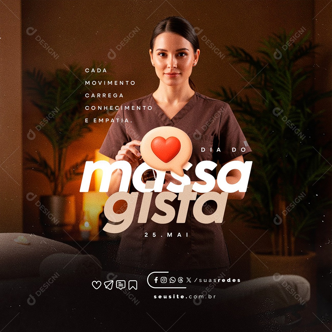 Dia do Massagista 25 de Maio Social Media PSD Editável