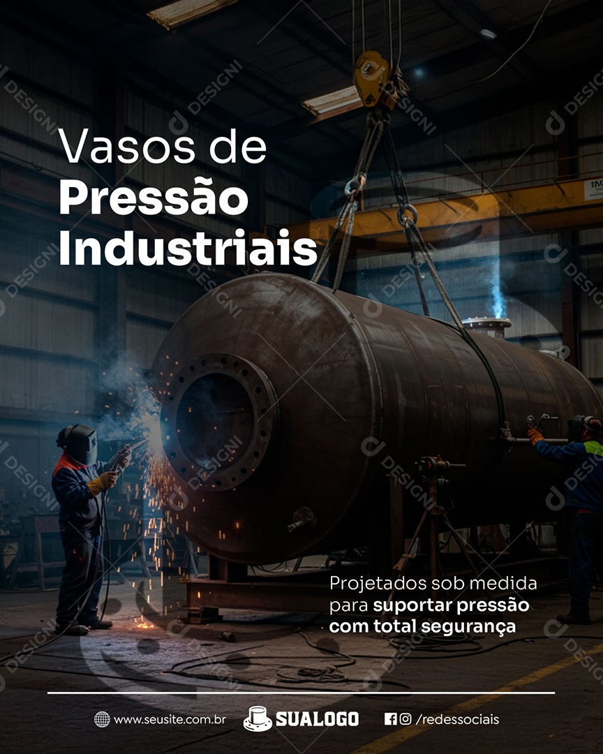 Calderaria Vasos de Pressão Industriais Social Media PSD Editável