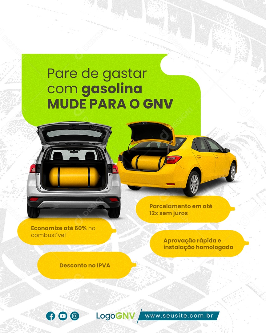 Pare de Gastar Com Gasolina Mude Para O GNV Social Media PSD Editável
