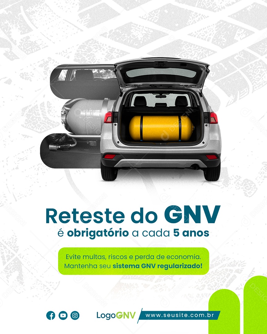 Resteste do GNV é Obrigatório a Cada 5 Anos Social Media PSD Editável