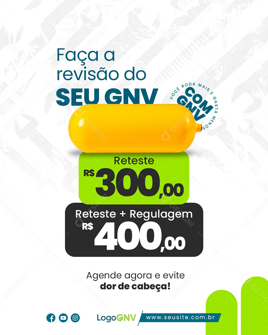 Faça a Revisão do Seu GNV Social Media PSD Editável