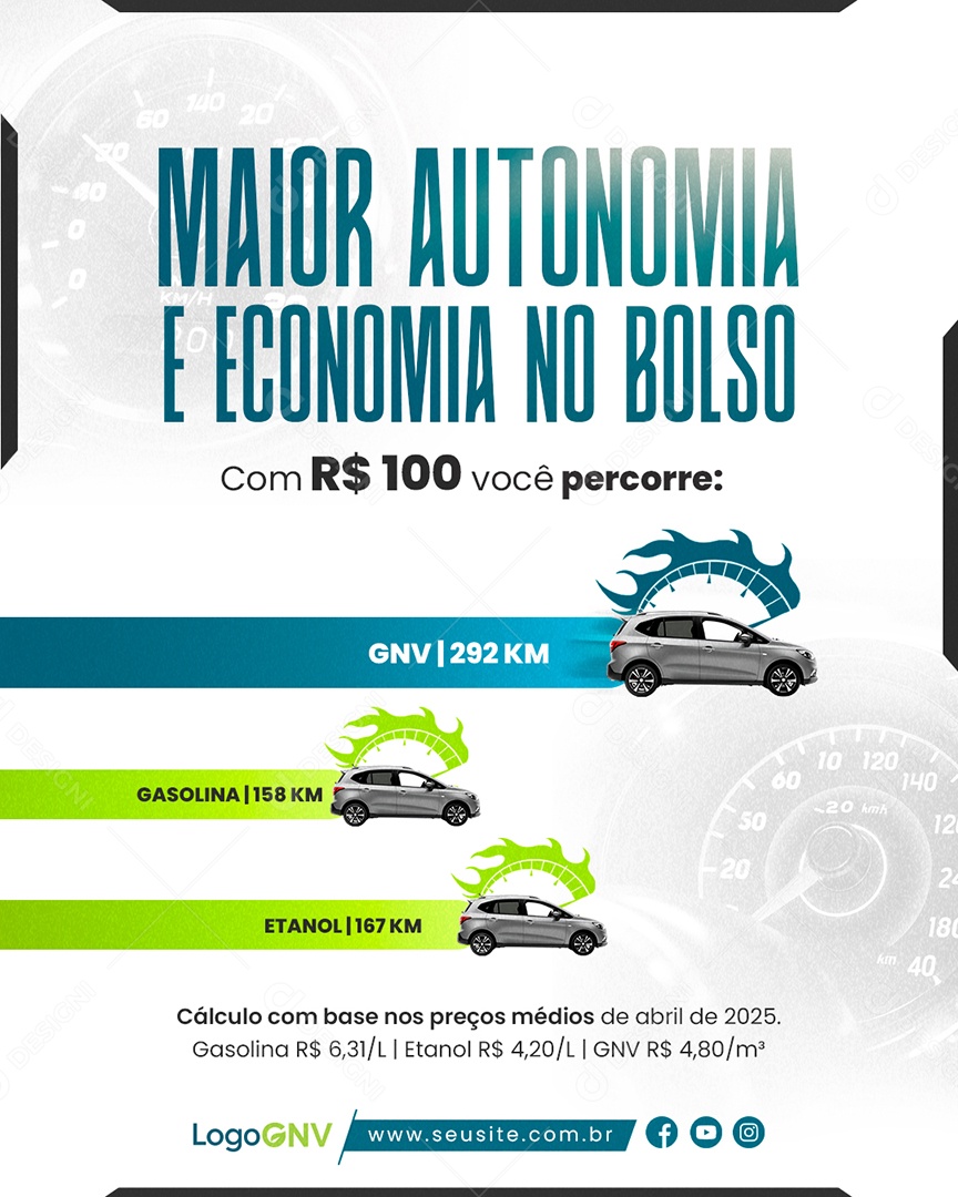 GNV Maior Autonomia e Economia no Bolso Social Media PSD Editável