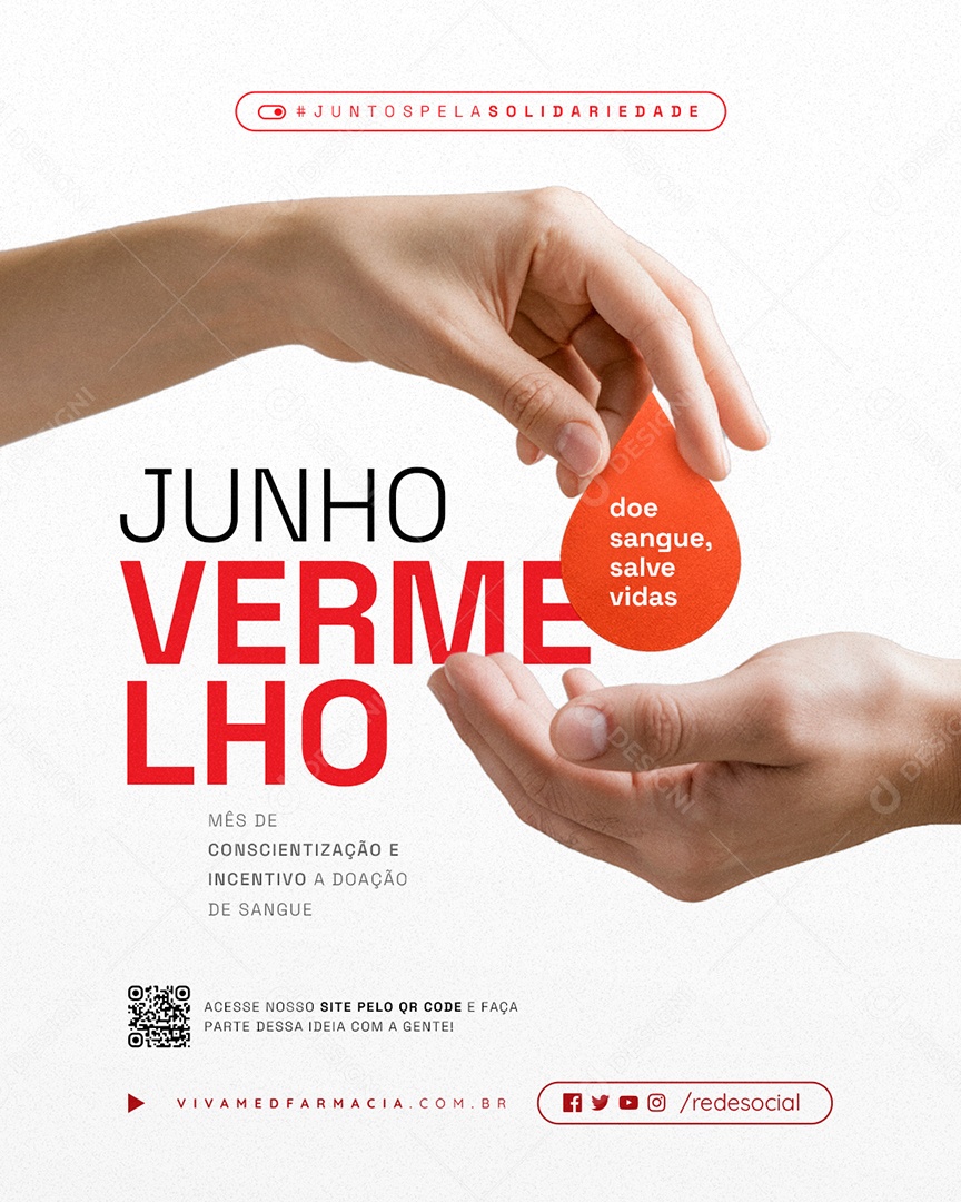 Junho Vermelho Mês de Conscientização e Incetivo a Doação de Sangue Social Media PSD Editável