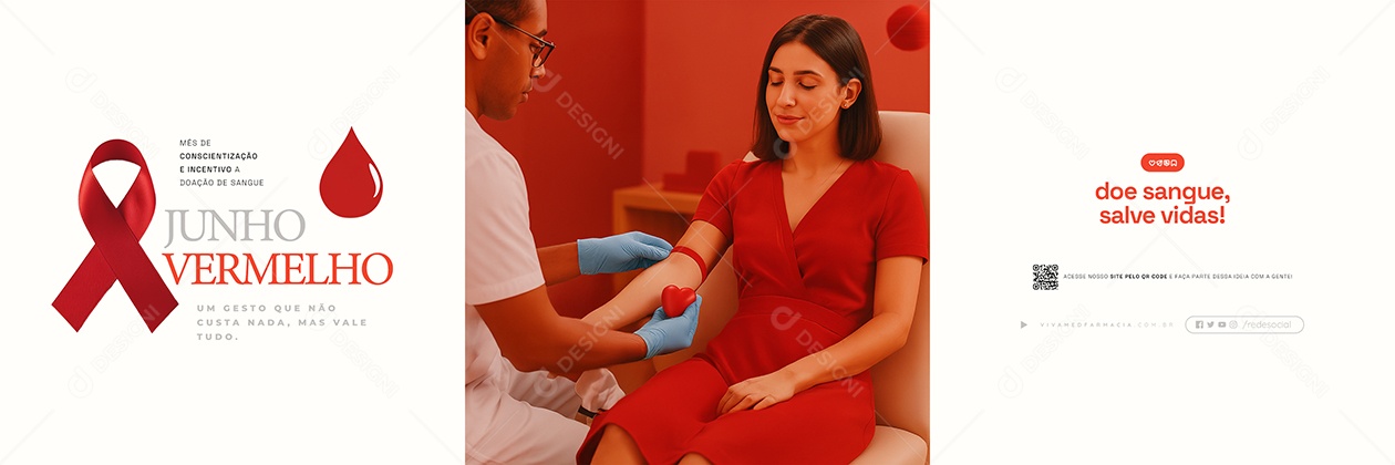 Carrossel Junho Vermelho Mês de Conscientização e Incetivo a Doação de Sangue Social Media PSD Editável