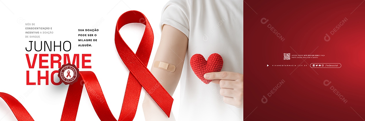 Carrossel Junho Vermelho Mês de Conscientização e Incetivo a Doação de Sangue Social Media PSD Editável