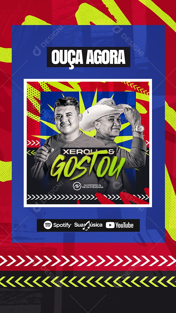 Story Aouça Agora CD Anderson e Rei da Pisadinha Social Media PSD Editável