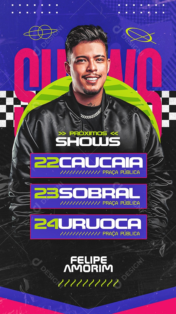 Story Próximos Shows Felipe Amorim Social Media PSD Editável