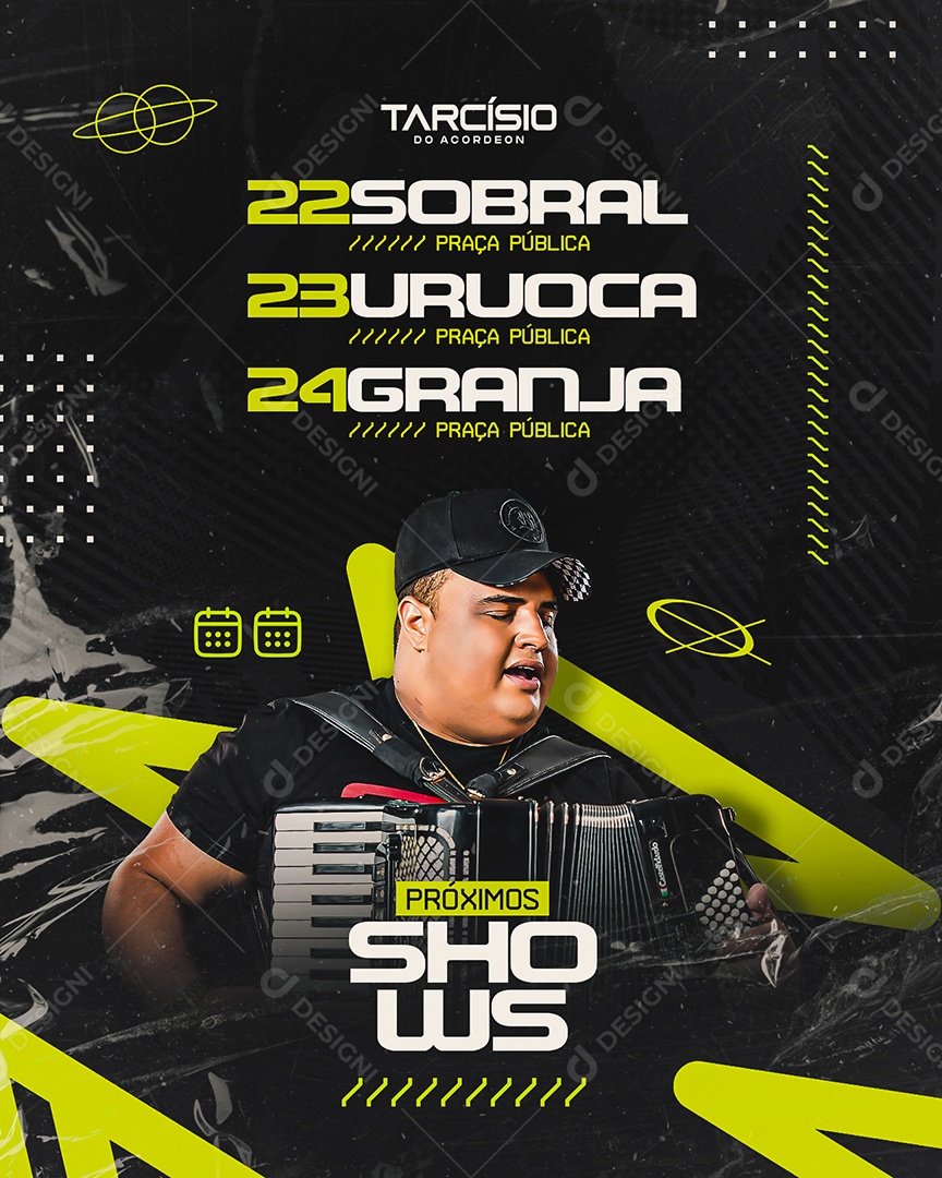 Próximos Shows Tarcísio do Acordeon Social Media PSD Editável