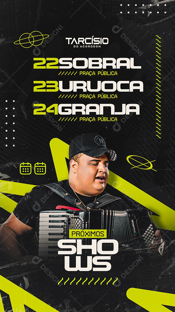 Story Próximos Shows Tarcísio do Acordeon Social Media PSD Editável