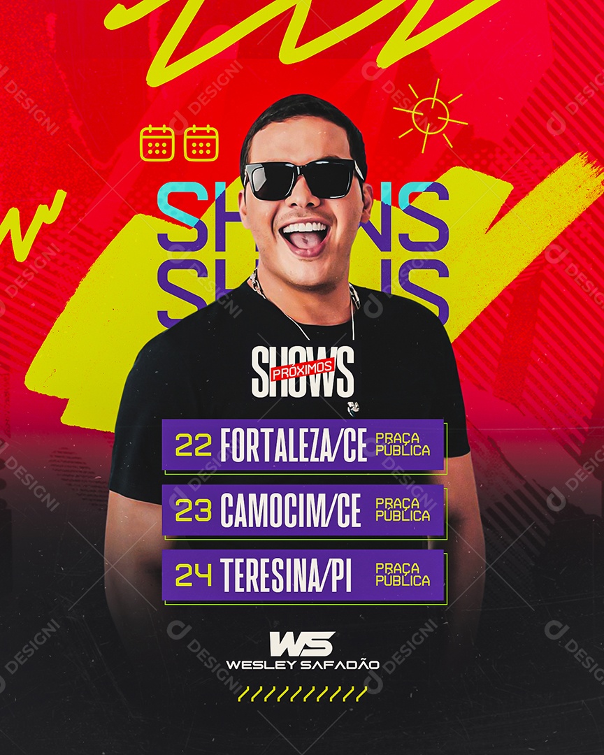 Próximos Shows Wesley Safadão Social Media PSD Editável