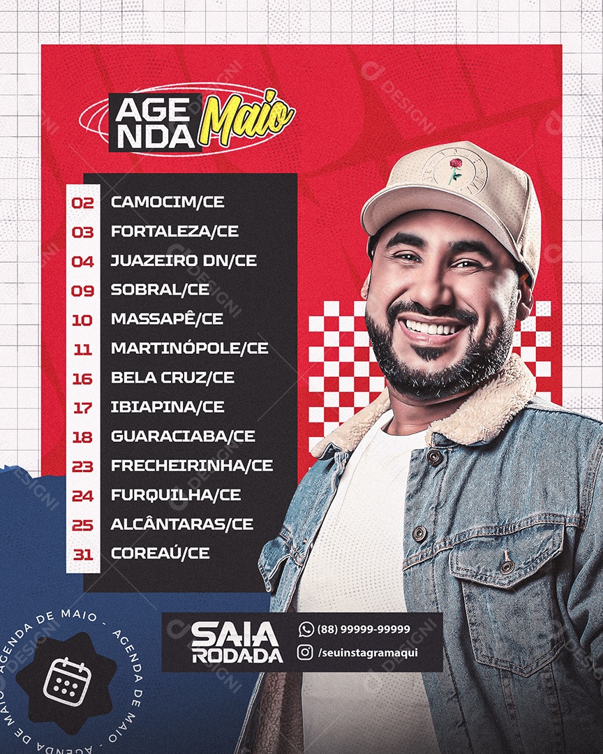 Shows Agenda Maio Saia Rodada Social Media PSD Editável