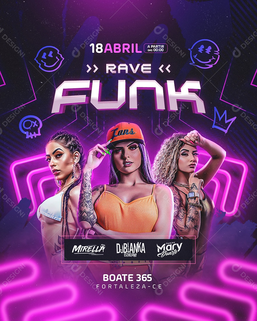 Shows Agenda Funk Rave Social Media PSD Editável