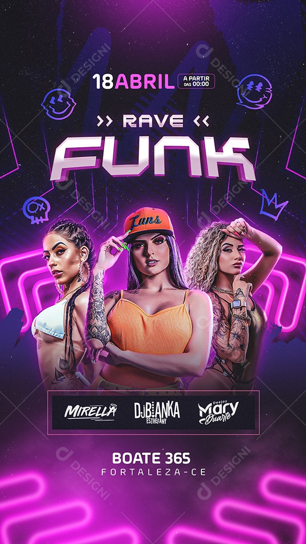 Story Shows Agenda Funk Rave Social Media PSD Editável