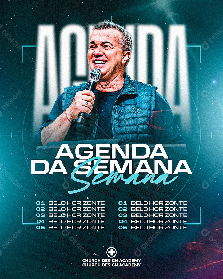 Feed Flyer Agenda Semanal Gospel Social Media PSD Editável