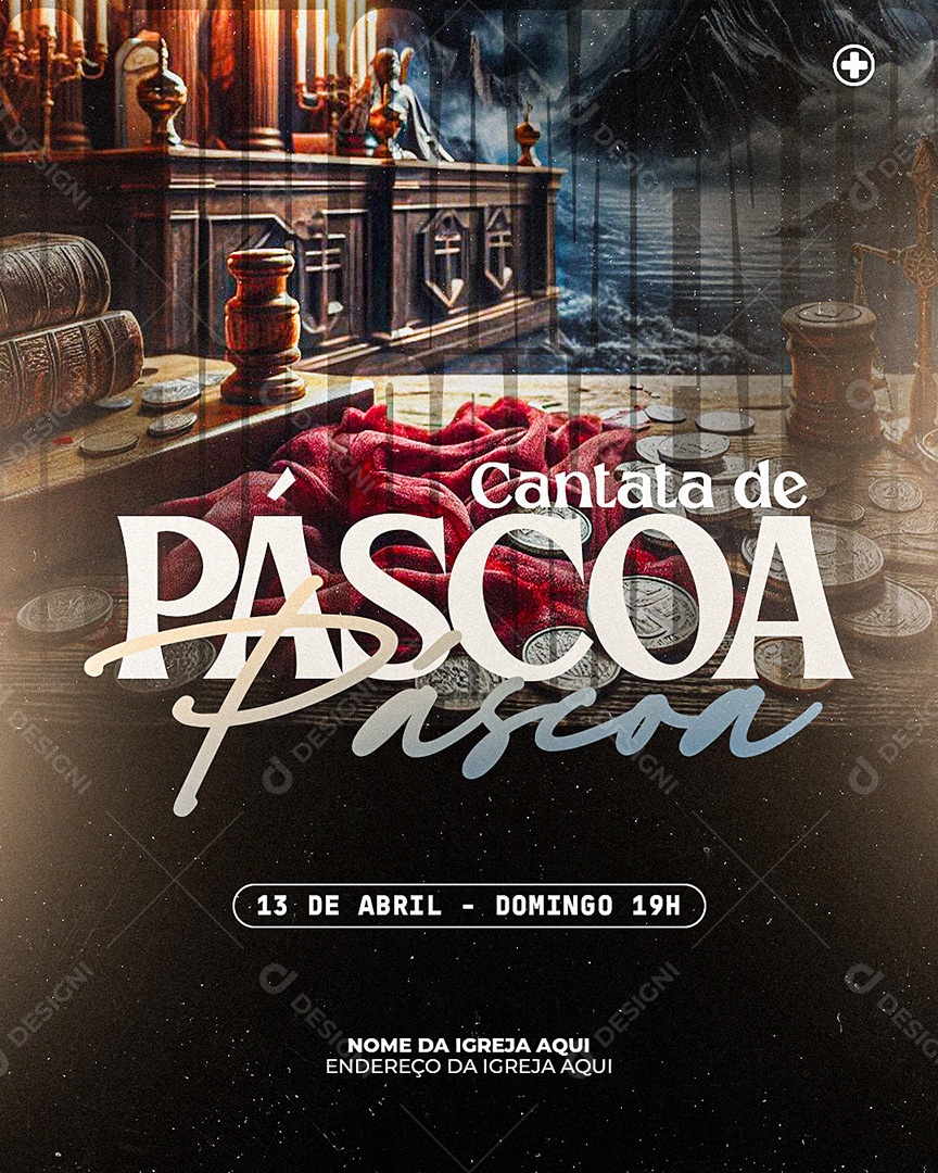 Feed Flyer Cantata de Páscoa Gospel Social Media PSD Editável