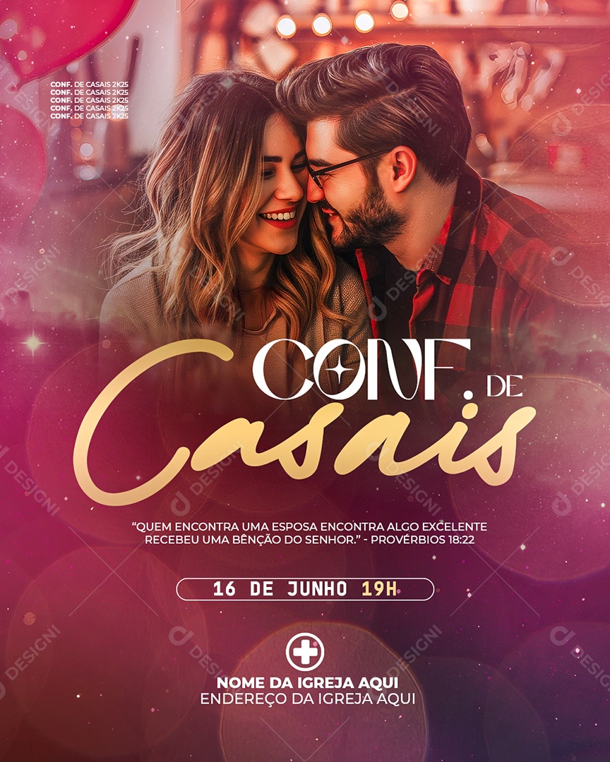 Feed Flyer Conferência da Casais Gospel Social Media PSD Editável