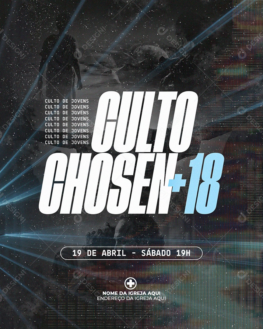 Feed Flyer Culto Chosen Gospel Social Media PSD Editável