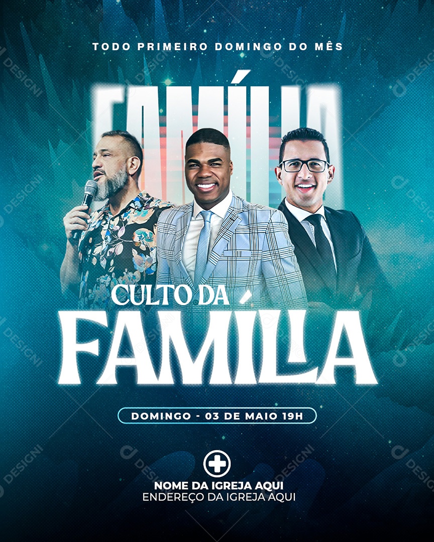 Feed Flyer Culto Da Família Gospel Social Media PSD Editável