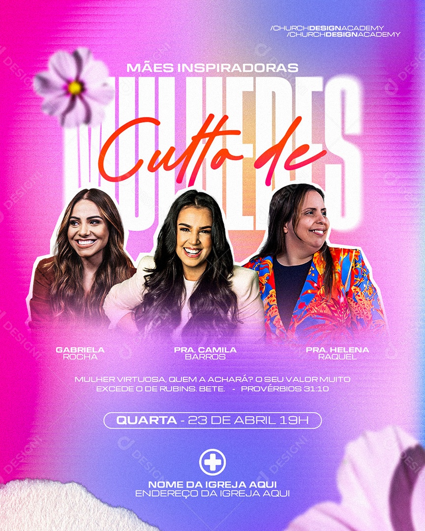 Feed Flyer Culto das Mães Gospel Social Media PSD Editável