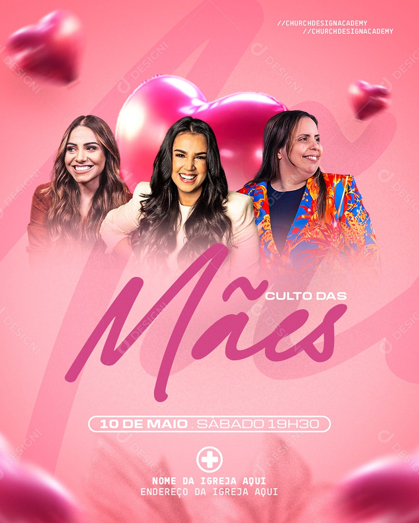 Feed Flyer Culto de Dia Das Mães Gospel Social Media PSD Editável