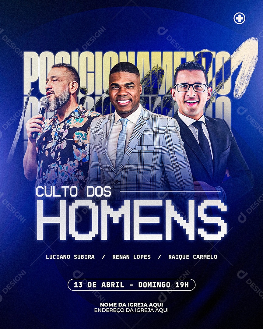 Feed Flyer Culto de Homens Gospel Social Media PSD Editável