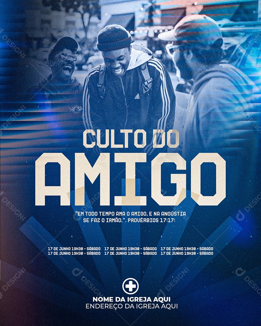 Feed Flyer Culto do Amigo Gospel Social Media PSD Editável