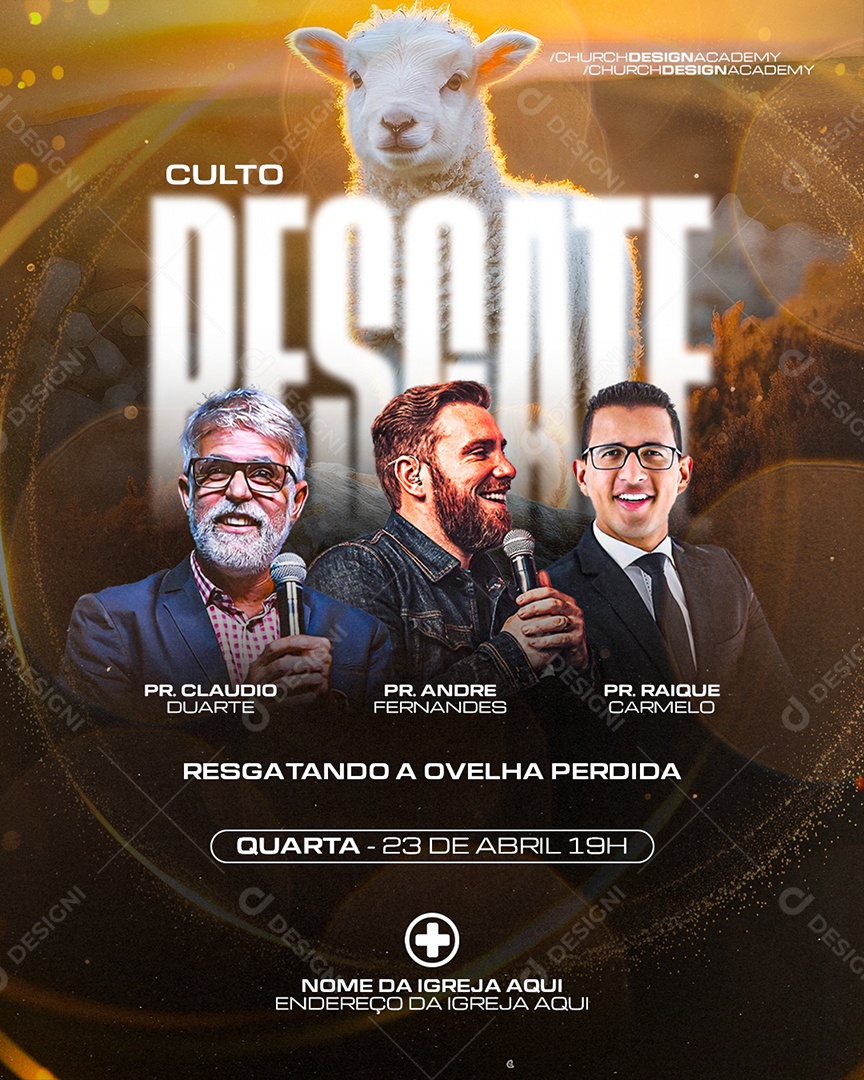 Feed Flyer Culto Resgate Gospel Social Media PSD Editável