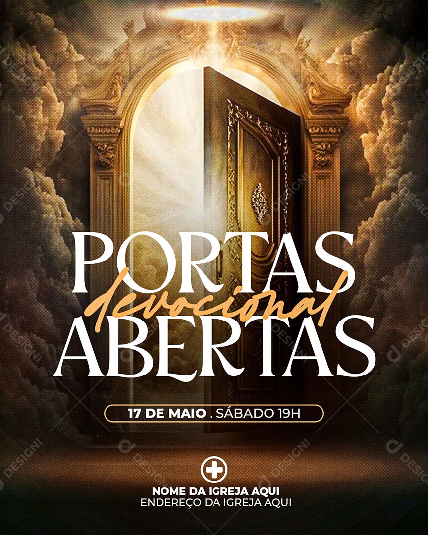 Feed Flyer Devocional Portas Abertas Gospel Social Media PSD Editável