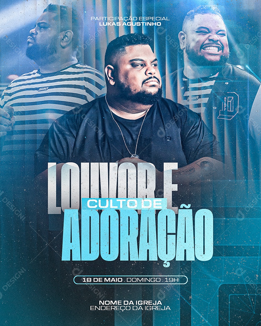 Feed Flyer Louvor e Adoração Gospel Social Media PSD Editável