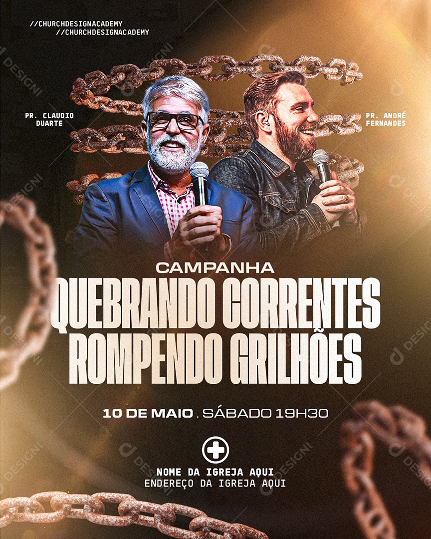 Feed Flyer Quebrando Correntes Rompendo Grilhões Gospel Social Media PSD Editável