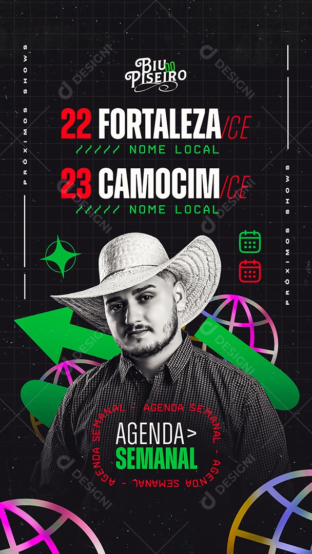 Story Agenda Semanal Biu do Piseiro Social Media PSD Editável