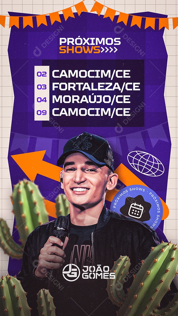 Story Próximos Shows João Gomes Social Media PSD Editável