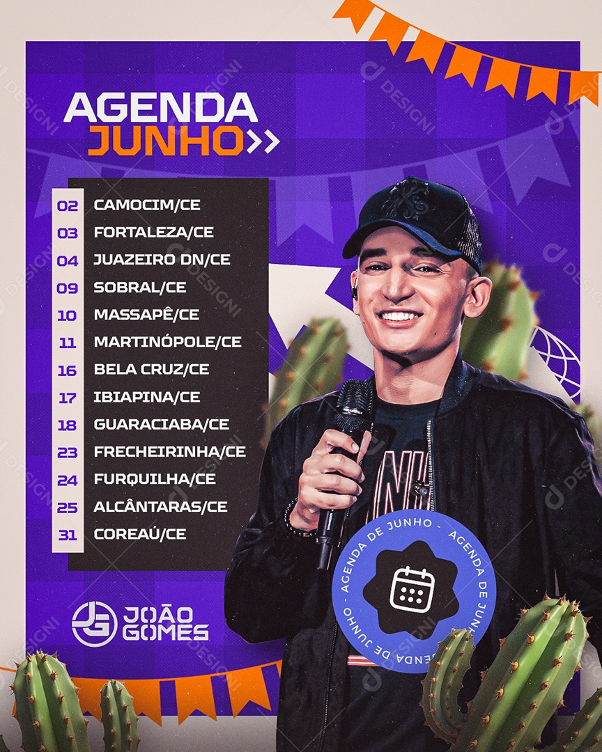Agenda Junho João Gomes Social Media PSD Editável