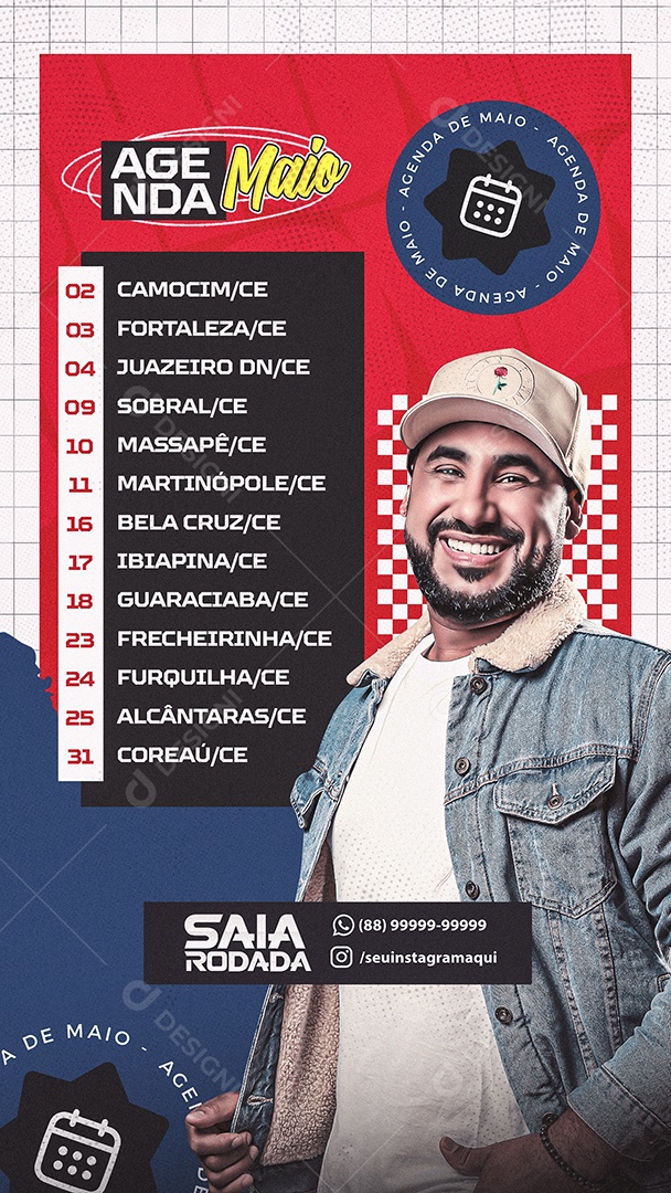 Story Agenda Maio Saia Rodada Social Media PSD Editável