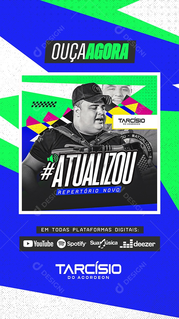 Story Ouça Agora CD Tarcísio do Acordeon Social Media PSD Editável