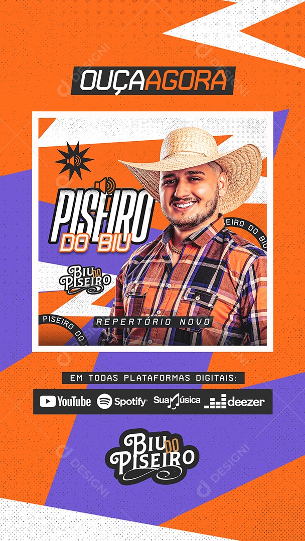 Story Ouça Agora CD Piseiro do Biu Social Media PSD Editável