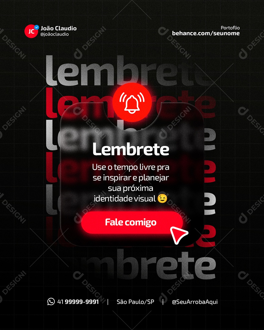 Designer Gráfico Lembrete Social Media PSD Editável