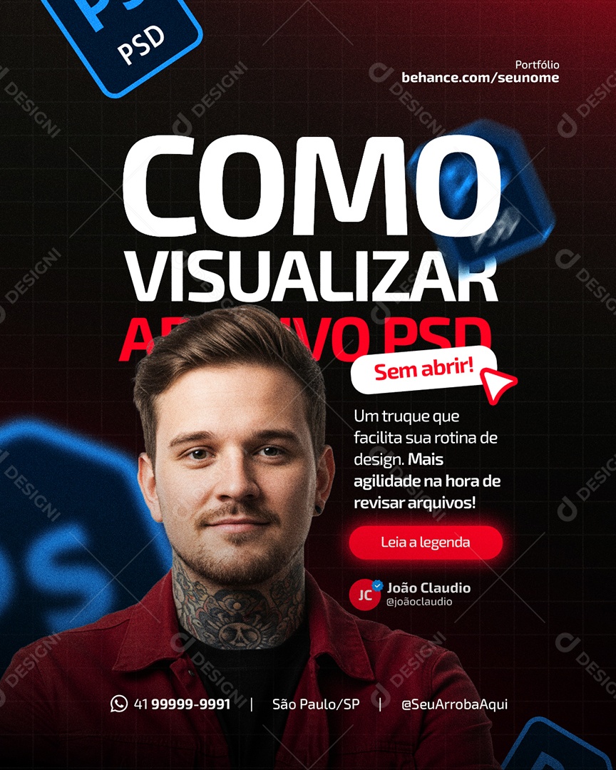 Designer Gráfico Como Visualizar Social Media PSD Editável
