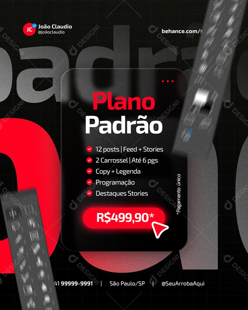 Designer Gráfico Plano Padrão Social Media PSD Editável