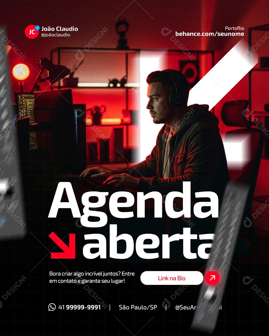 Designer Gráfico Agenda Aberta Social Media PSD Editável