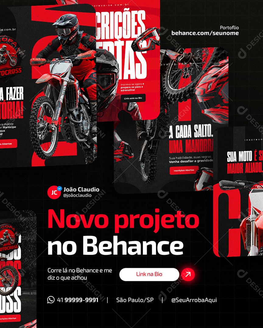 Designer Gráfico Novo Projeto no Behance Social Media PSD Editável