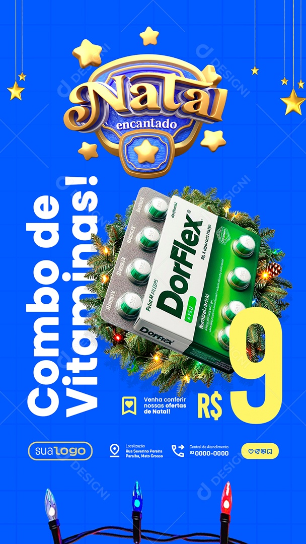 Story Natal Encantado Farmácia Combo Vitaminas Dorflex Social Media PSD Editável