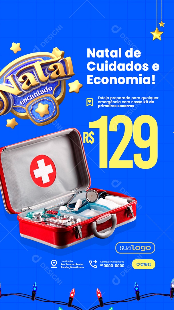 Story Natal Encantado Farmácia Cuidados e Economia Social Media PSD Editável