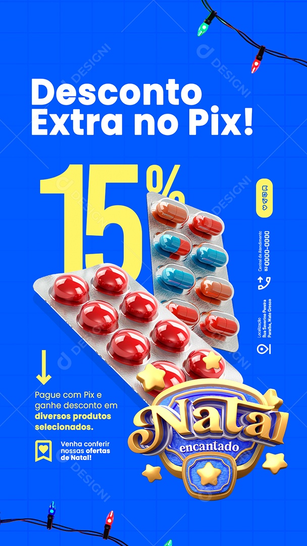 Story Natal Encantado Farmácia Desconto Extra no Pix Social Media PSD Editável